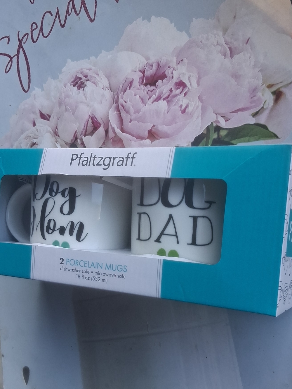 Pfaltzgraff White "Dog Mom" and "Dog Dad" Porcelain Mug Set